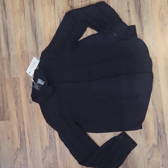 ENDLESS ROSE Black Semi-sheer ER-Pintuck Embroidered Retro Long Sleeve Blouse - Picture 8 of 14